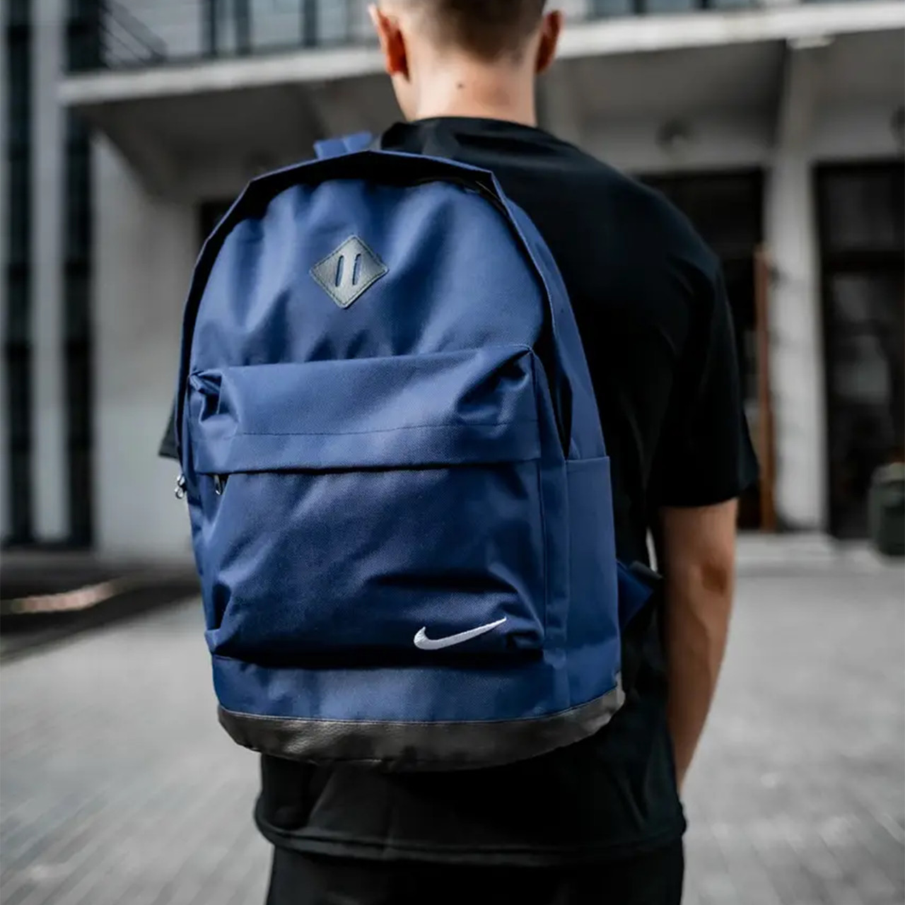 Міський рюкзак спортивний в школу Nike CL синій / Портфель Найк зі шкіряним дном повсякденний/ Шкільний рюкзак