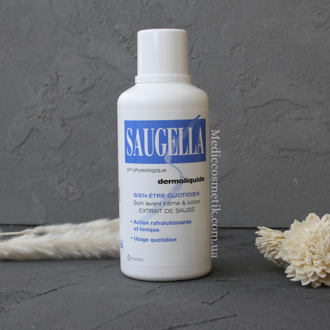 Saugella Dermoliquide — емульсія для інтимної гігієни жінок та дівчат на основі шавлії та молочної кислоти 500 мл