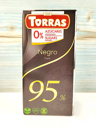 Шоколад чорний без цукру Torras Dark 95% 75 г Іспанія