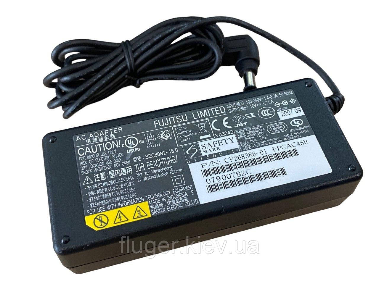 Original Блок живлення для ноутбука Fujitsu 60 W 16 V 3.75 A (6.0*4.4 мм)