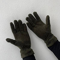 Тактические флисовые перчатки для военных/ Демисезонные оливковые перчатки на флисе мужские/ Хаки