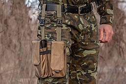 Підсумок на ногу на 4 магазини РПК койот. Підсумок на стегно закритий на 4 ріжки РПК