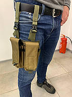 Підсумок на ногу під 2 магазини АК койот. Підсумок тактичний стегновий під 2 ріжки АК