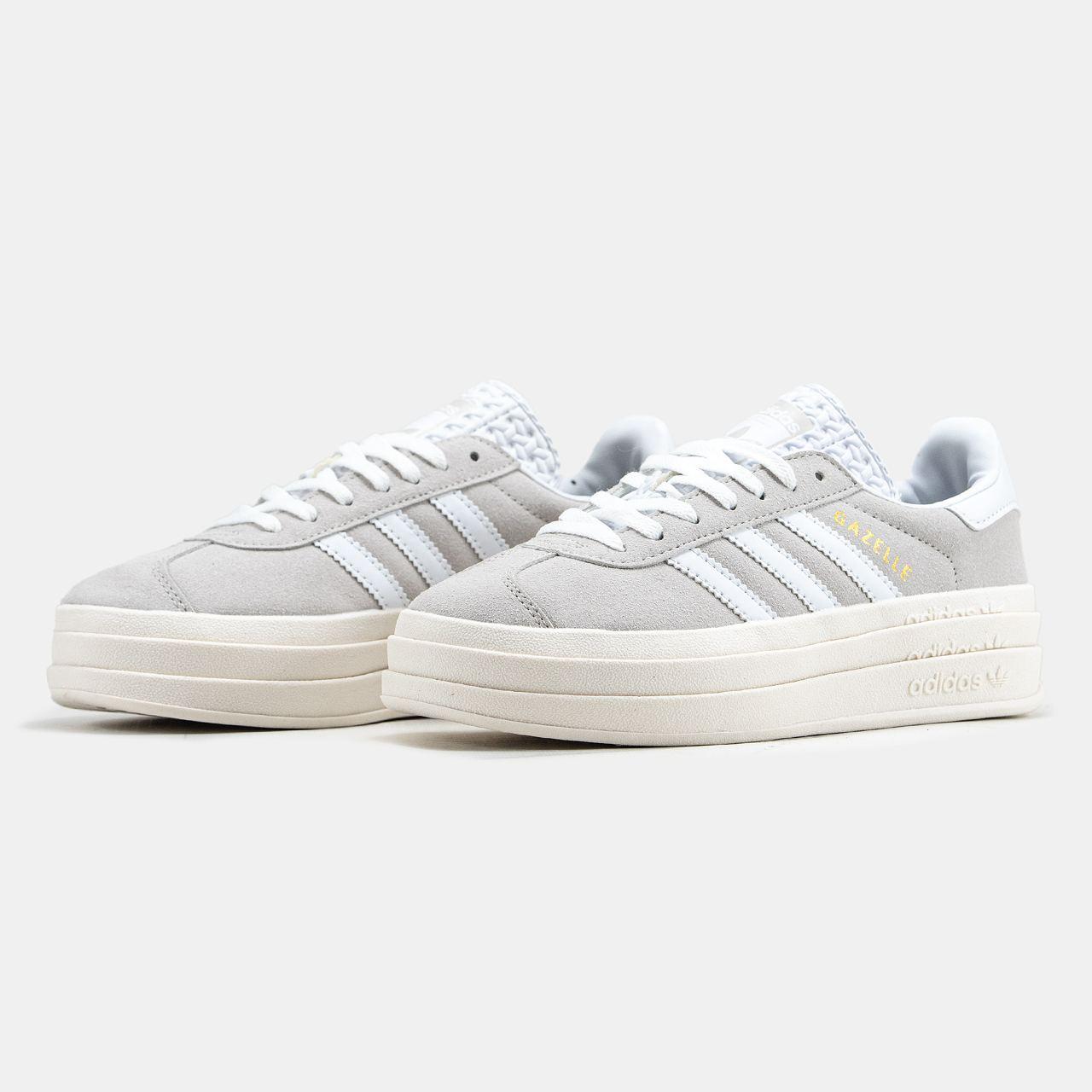 Кросівки жіночі Adidas Gazelle Bold Platform Grey сірі осінь весна кеди адідас газелі на високій підошві