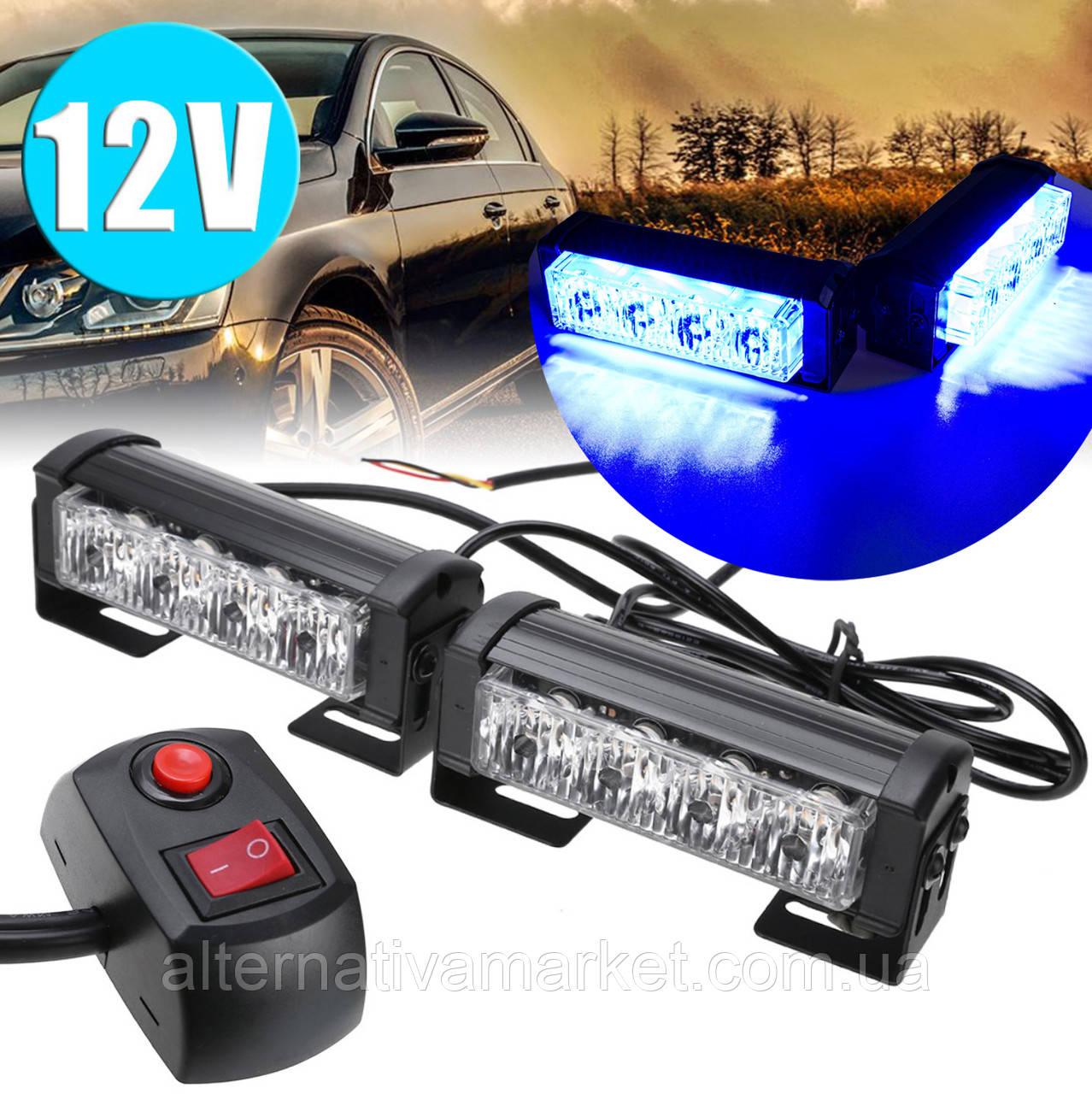 Стробоскоп Автомобільний "СИНІЙ STROBE MY-110", LED маячки, Поліцейська мигалка (36W), фото 1
