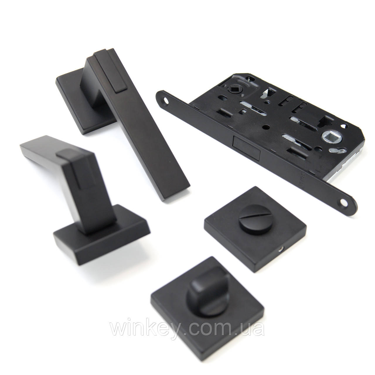 Ручка міжкімнатна комплект TRION TORINO 49 AL-AL BLACK, фото 1