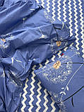 Комплект постільної білизни Бязь голд люкс Синій з кульбабами Полуторний розмір 150х220, фото 6