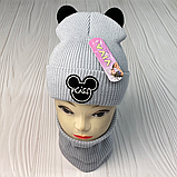 М 91070. Комплект зимовий для дівчинки шапка "KISS" і снуд, різні кольори (1-5 років), фото 3