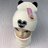 М 91070. Комплект зимовий для дівчинки шапка "KISS" і снуд, різні кольори (1-5 років), фото 2