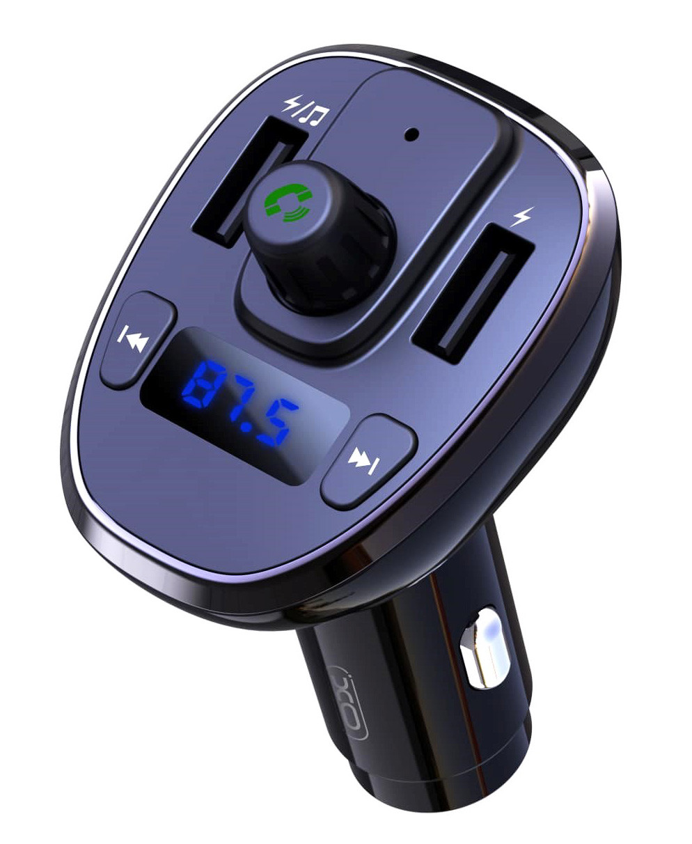 Автомобільний FM-модулятор трансмітер XO BCC05 зарядний пристрій 18W QC 3.0 2 USB Чорний