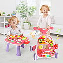 Дитяча каталка ходунки  HB 0040 AB толокар Limo Toy трансформер столик з музикою Рожевий, фото 3