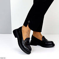 ТОЛЬКО 36р. Черные кожаные женские туфли Idaho 36р-23 см код 18516