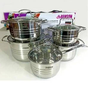 Кухонний набір каструль Benson BN-203 з неіржавкої сталі 10 предметів з індукційним дном для готування