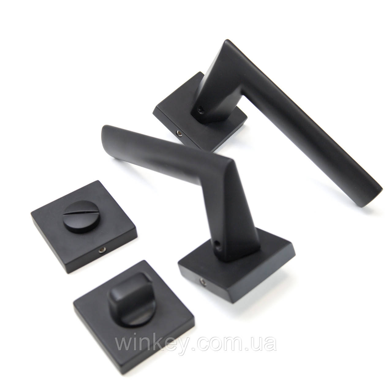 Ручка міжкімнатна TRION GALAXY з накладками WS 49 AL-AL BLACK, фото 1