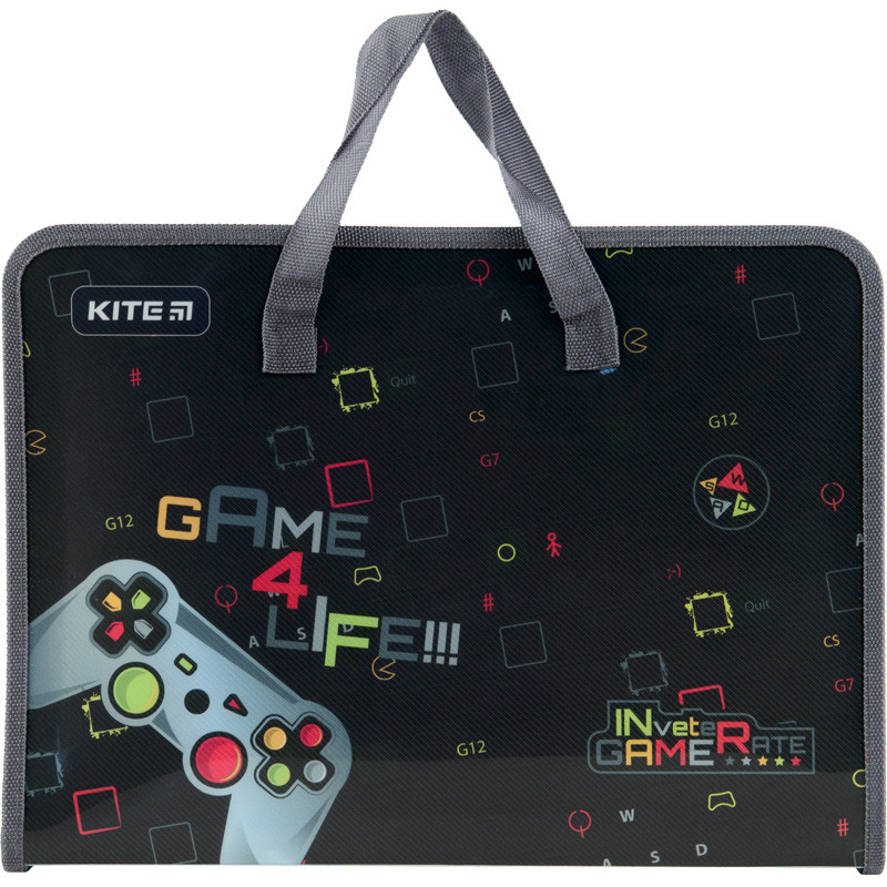 Папка-портфель для школи на блискавці з ручками KITE K22-202-01, фото 1