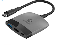 Type-C 3.1 - HDMI адаптер переходник HAGIBIS USB Hub для ASUS ROG Ally / Black-Grey