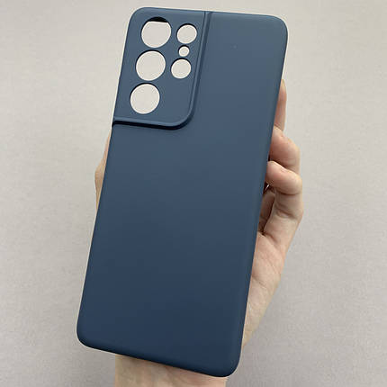 Чохол для Samsung Galaxy S21 Ultra матовий із захистом камери чохол на самсунг с21 ультра темно-синій cfa, фото 1