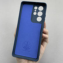Чохол для Samsung Galaxy S21 Ultra матовий із захистом камери чохол на самсунг с21 ультра темно-синій cfa, фото 3