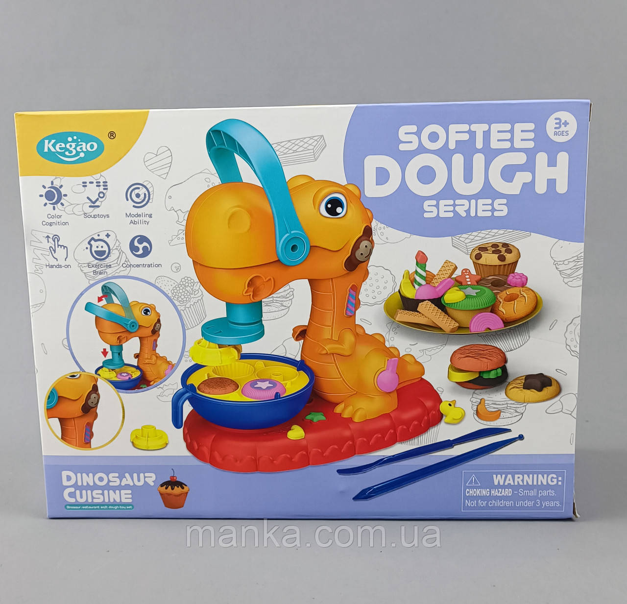 Тісто для ліплення кекси плес 808-63 "Softee Dough Series", 6 кольорів тіста, аксесуари, прес, в коробці