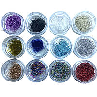 Декор для нігтів нитки набір 12 шт