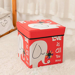 Кошик - пуф  для зберігання іграшок  WW01369 Червоне слоненя