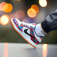 Кроссовки женские Nike SB Dunk Low Parra Multi Color разные цвета кожаные стильные найк сб данк городские