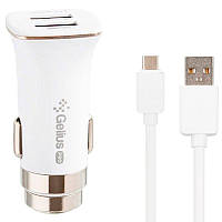 Автомобільний зарядний пристрій Gelius Pro Apollo 2USB 15W + кабель Type-C 1м (3.1A ) White (GP-CC01)