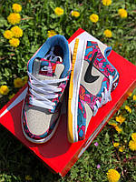 Кроссовки женские Nike SB Dunk Low Parra Multi Color разные цвета кожа стильные найк сб данк городские