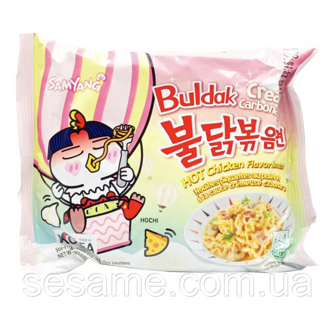 Корейська локшина Бульдак Карбонара SAMYANG Carbo Hot Chicken Flavor Ramen 130g, фото 1