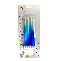 Свічки для торта омбре синьо-білі 10,5 см 6 шт