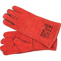 Перчатки сварщика, термостойкие YATO из кожи, с увеличенной изоляцией, размер 10