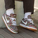 Кросівки жіночі Nike SB Dunk Low Pro Paisley brown коричневі шкіряні стильні найкб данець міські, фото 9