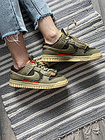 Кроссовки женские Nike SB Dunk Low Jumbo Medium Olive оливковый кожаные стильные найк сб данк городские