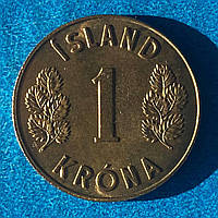 Монета Исландии 1 крона 1973 г.