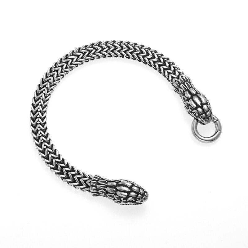 Красивый стальной браслет в виде змеи, браслет змея держит в пасти стальной круг - фото 2 - id-p1912005451