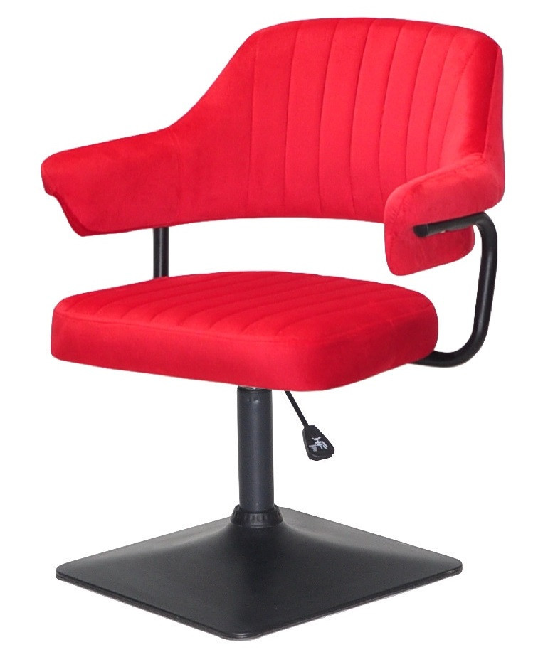 Крісло Jeff 4BK-Base велюр червоний В-1016 чорна квадратна опора, з регулюванням висоти, фото 1