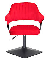 Крісло Jeff 4BK-Base велюр червоний В-1016 чорна квадратна опора, з регулюванням висоти, фото 2