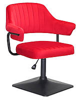 Крісло Jeff 4BK-Base велюр червоний В-1016 чорна квадратна опора, з регулюванням висоти, фото 3