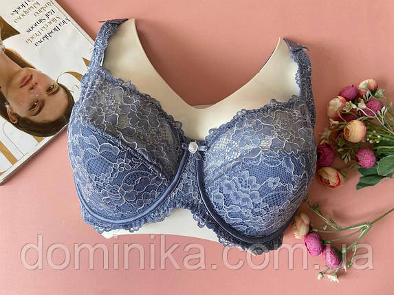85G Блакитний жіночий бюстгальтер напівм'який мереживний, фото 1