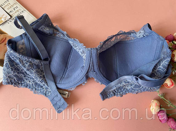 85G Блакитний жіночий бюстгальтер напівм'який мереживний, фото 2