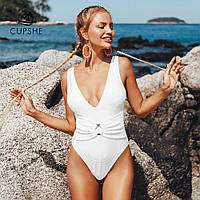 Жіночий суцільний купальник CUPSHE білого кольору, розмір М