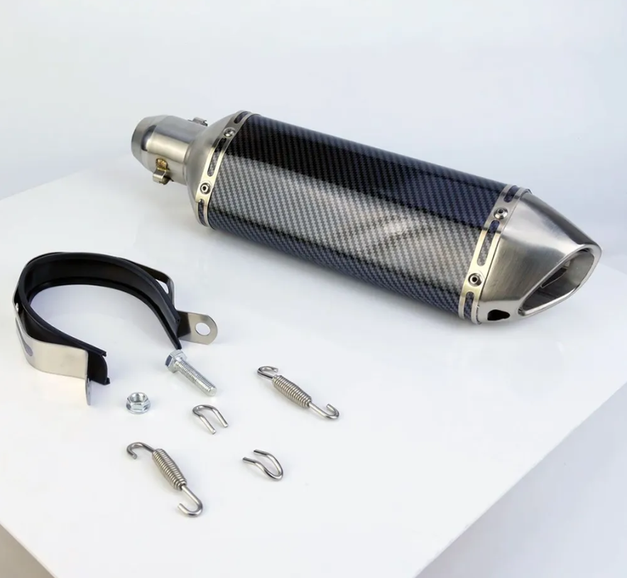 Akrapovic Карбоновий Вихлоп Прямоточний Глушник Мото Прямоток для Мотоциклу 37 см діаметр 38/51 мм, фото 1