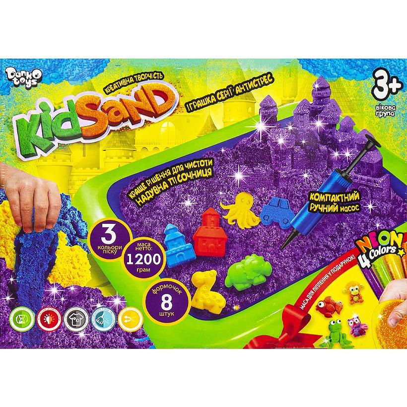 Набір кінетичного піску KidSand 1,2 кг піску з пісочницею ДТ-KП-03-13 та формочками Набір креативної творчості