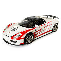 Машинка металева дитяча Porsche, Порше, білий з червоним, світло, звук,інерція,відкриваються двері, капот, 1:32, 15*7*6см, (68791), фото 2