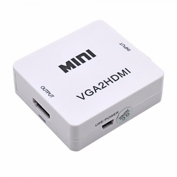 Конвертер WOW Переходник видеосигнала VGA to HDMI и аудио Белый - фото 3 - id-p1912074889