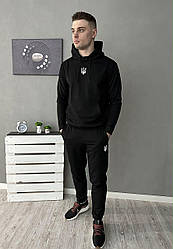 Чоловічий спортивний костюм демі, худі, штани чорний (двохнитка), лого Герб України.