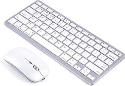 Бездротова клавіатура, миша, комбінована, Bluetooth-клавіатура та миша, сумісні з Apple Macbook iMac, iPad та Windows Android (срі