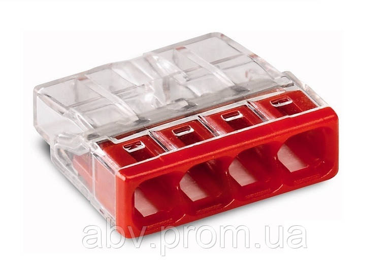 2273-204 Клемник WAGO 4 (монолітні) х 0,5-2,5 мм2 24А Сu, фото 1