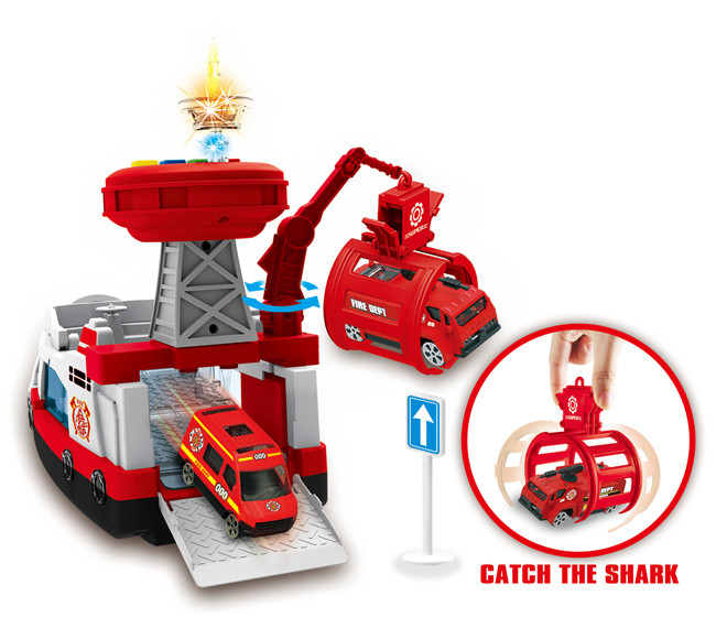 Детская игрушка Корабль Пожарный катер с машинкой и вертолетом Красный - фото 2 - id-p1909811400