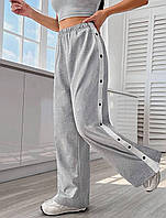 Женские стильные молодежные базовые спортивные штаны с лампасами (серый, чёрный)